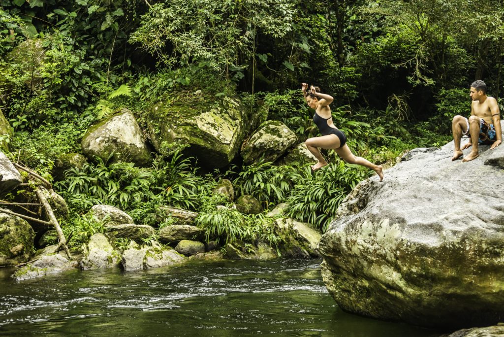 Feriel braving a jump 