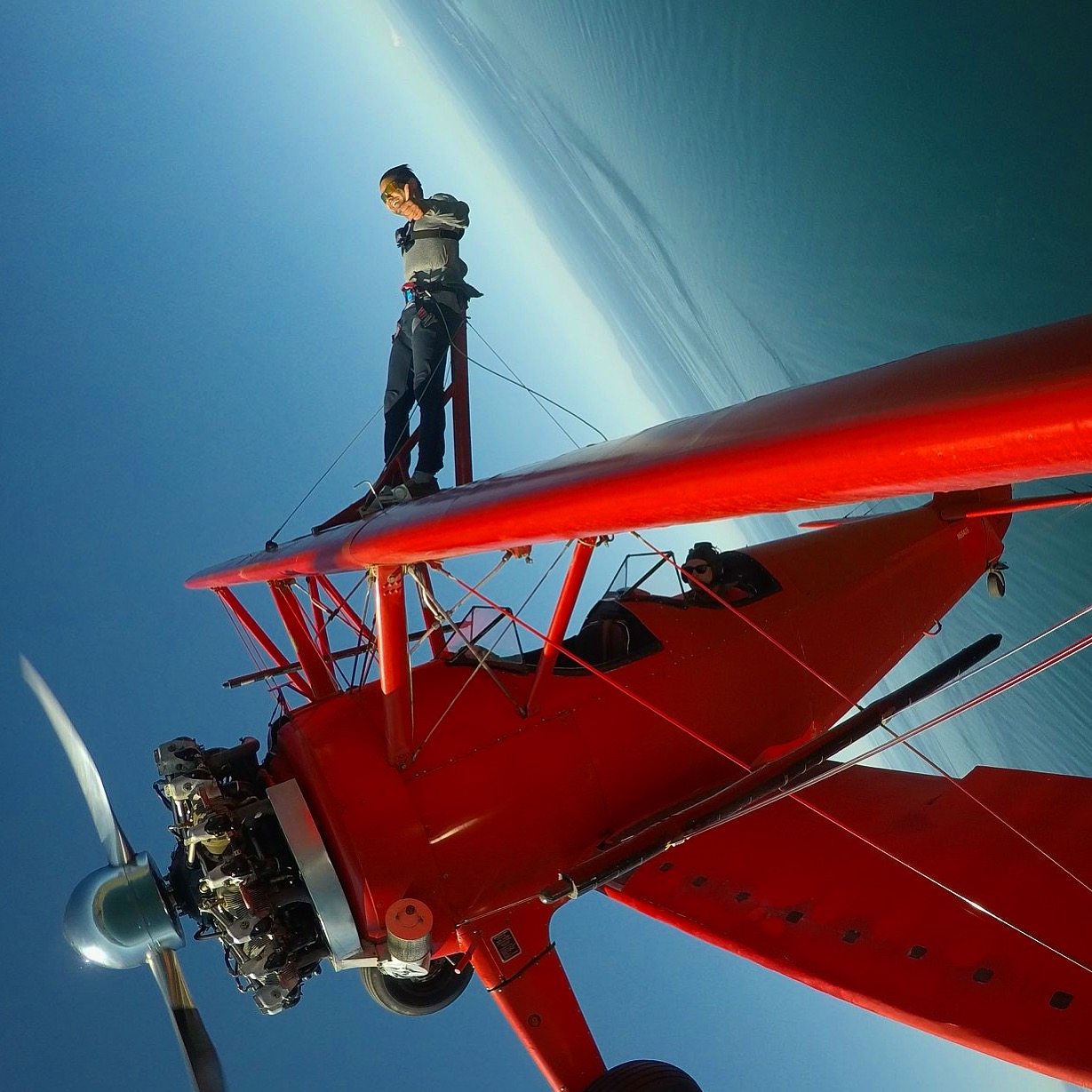 Wingwalking on biplane in the Olympics